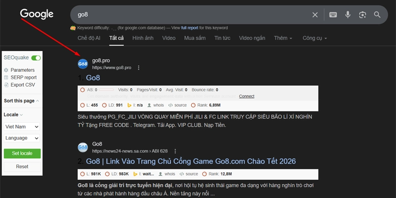 Đăng Ký Go8 - Điều Kiện Cơ Bản, Lưu Ý Cho Thành Viên Mới 8 Vào đúng link Go8 như hình
